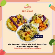 Available APELICIOUS [FREE MIXED CRISPY FLOUR VEGETABLE CHIPS] ORIGINAL VEGETABLE CHIPS MIX + FRUIT 