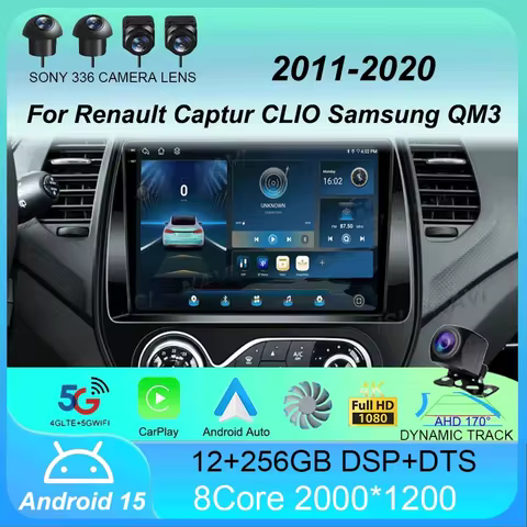 Auto Radio Android 15 For Renault Captur CLIO Samsung QM3 2011-2020 Multimedia Player Wireless Carpl