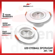 KD_ LED Eyeball 3W 7W Spotlight Recessed Downlight Home Lighting Room Ceiling Down Light Lampu Siling Hiasan Rumah