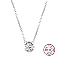 สร้อยคอเพชร Bazel Moissanite 1กะรัต VVS1สำหรับผู้หญิง925เงินสเตอร์ลิงเครื่องประดับงานแต่งงาน