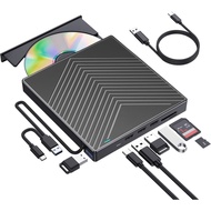 ROOFULL External CD DVD Drive, CD Burner DVD Player USB 3.0 with 4 USB Port Hub and 2 SD/TF Card Rea