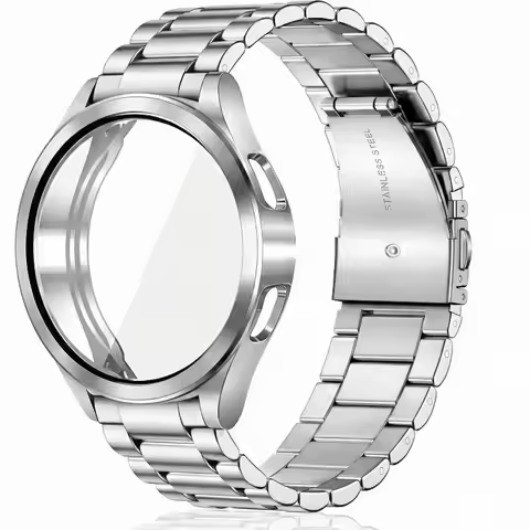Metal Strap + PC Case For Samsung Galaxy Watch 7 6 5 4 44mm/40mm Protective Case Cover Band for Gala