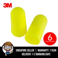3M Ear Plugs, 6 Pairs/Box, E-A-Rsoft Yellow Neons 310-1250, Uncorded, Disposable, Foam, NRR 33, Drilling, Grinding