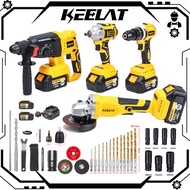 KEELAT 5 in 1 set Brushless Impact Drill Cordless Impact Wrench Angle Grinder Hammer Drill Universal Battery Power Tool