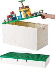 SHIMOYAMA 53 Qt. Folding Storage Box with Large Building Lid for Lego Duplo Blocks, 13 Gallon Collap