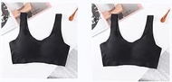 2 ice silk bra seamless female soft thin underwear sleep vest chest underwear and sleeping clothes bra (Bands Size : X-Large, Color : D1E6K)