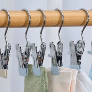 Single Hanger For Clothes Hanging Stainless Steel Towel Hanger Multi-Function Clothes Clip Windproof Socks Clothes Drying Hook