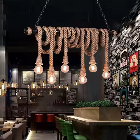 Nordic Industrial wind rope retro clothing store Cafe pendant lamp Postage free