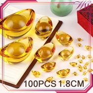100pcs/Set Yuan Bao Gold Crystal Yan Bao 18mm Yen Bao Feng Shui Yuan Pao Decoration For Decoration