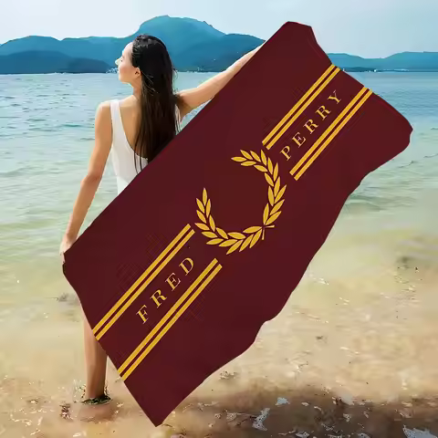 FRED PERRY 2024 Microfiber Printed Beach Towel Mountain Climbing Yoga Beach Swimming Running Absorbe