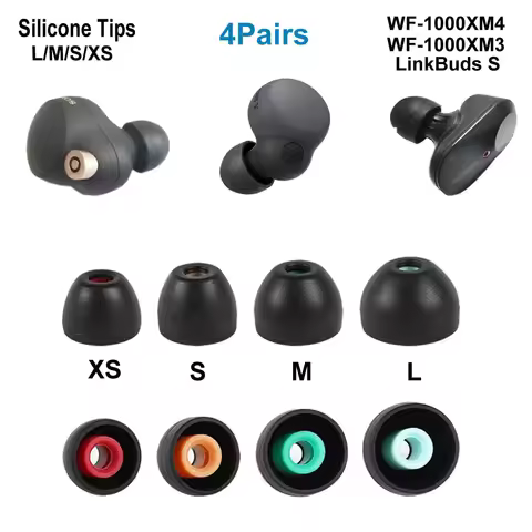 8PCS Silicone Ear Tips for Sony WF-1000XM4 WF-1000XM3 LinkBuds S Earbuds Eartips WF-C500 WF-C700N WF