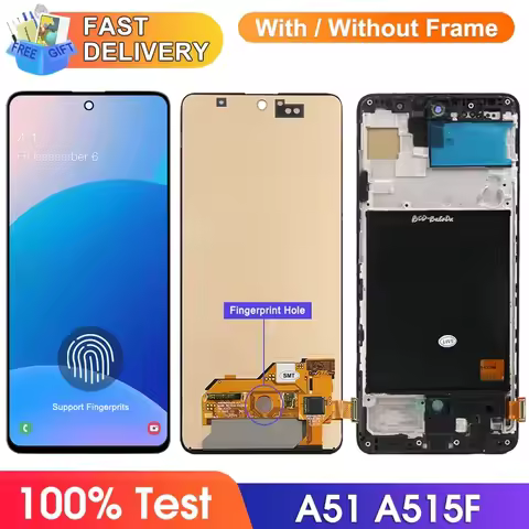 Display Screen for Samsung Galaxy A51 A515F A515F/DS Lcd Display Digital Touch Screen with Frame for