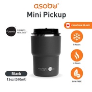 Asobu mini pick up puramic tumbler black glass black metal travel mug 340ml
