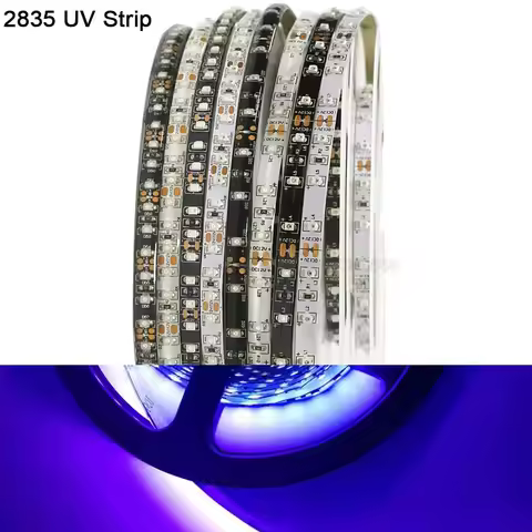 5m 12V DC Ultraviolet UV LED Strip IP20 IP65 Waterproof 365nm 395nm 60 /120 leds/m 2835 SMD LED Stri