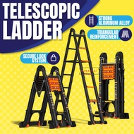 Telescopic ladder Tangga lipat Heavy duty multipurpose ladder Double sided Aluminium Foldable extend