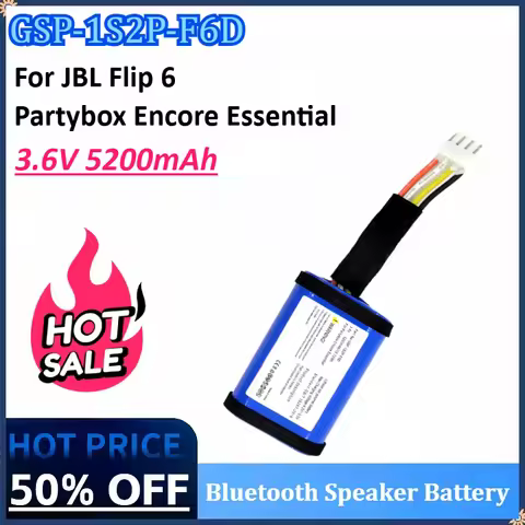 New GSP-1S2P-F6D 3.6V 5200mAh 18.72Wh Bluetooth Speaker Battery for JBL Flip 6 Partybox Encore Essen