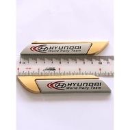 2x HYUNDAI Metal Logo 3D Car Auto Body Fender Decorative Emblem Badge Decal Sticker For HYUNDAI
