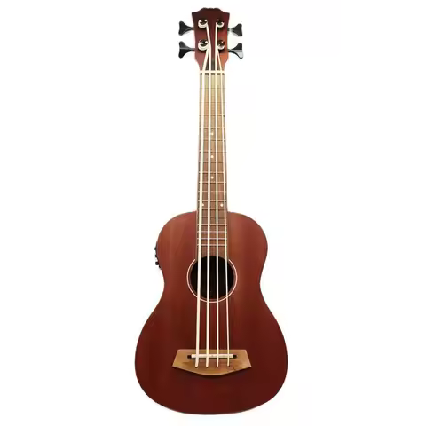 30 Inch Electric Ukulele Bass Guitar Full Okoume Wood Guitar Body Natural Color 4 String Mini Uk Bas