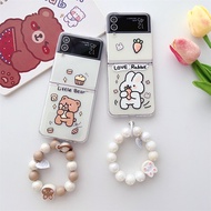 New Samsung Galaxy Z Flip 4 3 5G High Quality Cake Bear Radish Rabbit Phone Case with Hanging Chain Case