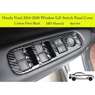 Honda Vezel 2014-2019 Carbon Fiber Black Window Switch Panel Cover Decoration Molding Trim Garnish