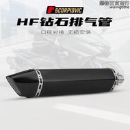 適用於摩託機車改裝排氣管 CBR650 Z400 MT07 R3 HF鑽石碳纖維尾