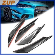 ZUP 4Pcs Carbon Fiber Car Bumper Fin Canard Splitter Diffuser Spoiler Air New