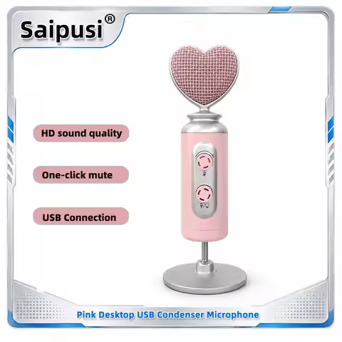 Professional USB Heart-Shaped Condenser Microphone Pink Condenser Microphone Handheld / Desktop Gami