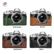 Leather Camera Half Case Cover Bag For Olympus EM10III EM10 Mark III Cameras
