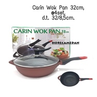 Carin Wok Pan Marble Granite 32cm Glass Lid 32cm Marble Granite Wok/