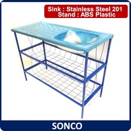 [READY STOCK] PVC Sinki Dapur Set / Blue Sink Stand And PVC Sink Set Dish Washer Rack 18" x 42" Sinki Dapur Kitchen Stainless Steel Sink With Sink Stand Complete Set / Singki Steel Rak Set Dish Washer Rack