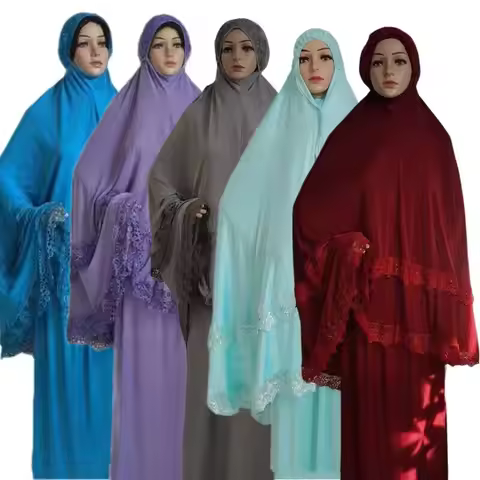 Arab national style Ramadan Women Lace Hijab Skirts Muslim Islamic 2PCS Abaya Prayer Burqa Robe Sets