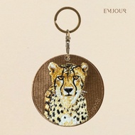 EMJOUR Double-Sided Embroidered Charm-Cheetah | Leopard Animal Wild Souvenir Gift Key Ring Bag Acces