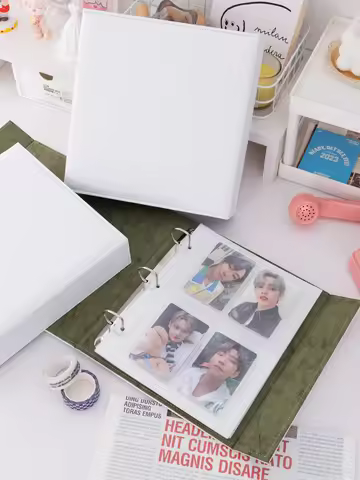 A5 Wide Binder Macaroon Photocard Holder Kpop PU Leather Magnetic Edge Photo Card Collect Book 3inch