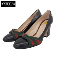 二手 Gucci Sherry Line 尖頭高跟鞋，女款，黑色，尺寸 36 1/2（產品代碼：432044）。