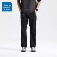 กางเกงทำงานผู้ชาย GQ Jeanswest ทรงหลวม ทรงตรง สำหรับกลางแจ้ง ฤดูใบไม้ร่วง ฤดูหนาว กางเกงขายาวกันลม ก