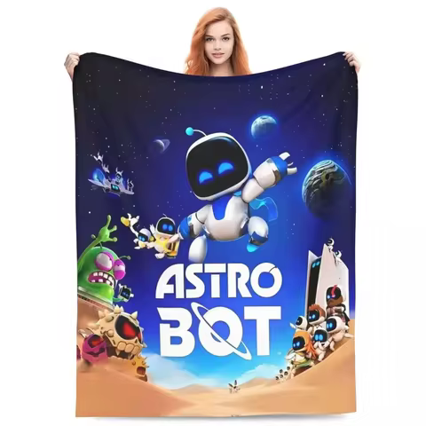Astro Bot Fleece Blanket Soft Cozy Throw with Space Adventure Design Perfect Gift for Kids Unique Sc