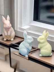 1入組復活節兔子矽膠模具,可製作立體兔形蛋糕裝飾、香薰蠟燭和石膏工藝品