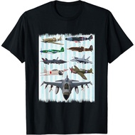 Men's cotton T-shirt WW2 Planes Warbirds P51 Mustang Spitfire Messerschmitt T-Shirt High quality cot