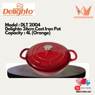 Delighto Cast Iron Mommy Pot (26CM | 4.1L) Soup Pot DLT-2004 Orange