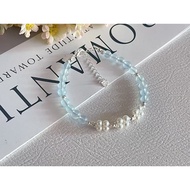 Aquamarine Bracelet Aquamarine+Pearl Designer Bracelet Fashion Jewelry