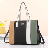 Budgetshop Korean PU Leather Luxury Branded Bags For Women Ladies Topbag Handbag Shoulder Sling Crossbody Bag Paris Version Fashion Strip Multi Color Large Capacity Quality Bag Outdoor Travel Office On Sale Today