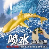 一件代發電動遙控鯊魚噴水燈光鯨魚可下水24G遙控船兒童玩具批發