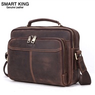 สมาร์ทKingใหม่สำหรับชายหนังแท้แฟชั่นไหล่กระเป๋า9.7นิ้วIPAD Multifunction Travelขนาดใหญ่Capaciityกระเ