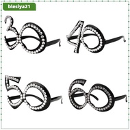 [blesiya21] 30th 40th 50th 60th Funny Glitter Diamante Birthday glasses for party Novelty Plastic  A