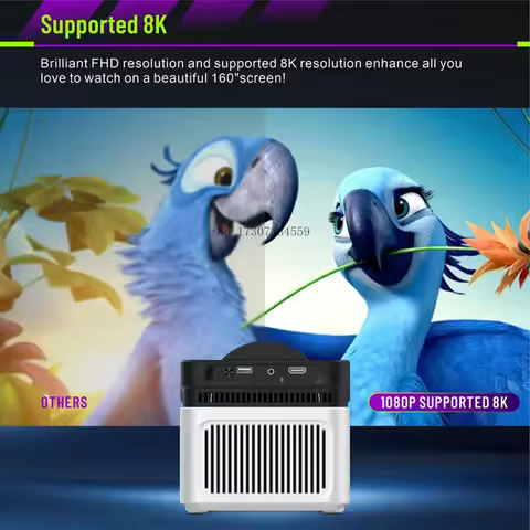 2025 HY450 Smart Portable Projector 1080P Mini Proyector Android 11 700ANSI 4K Video 2G RAM LCD Lamp