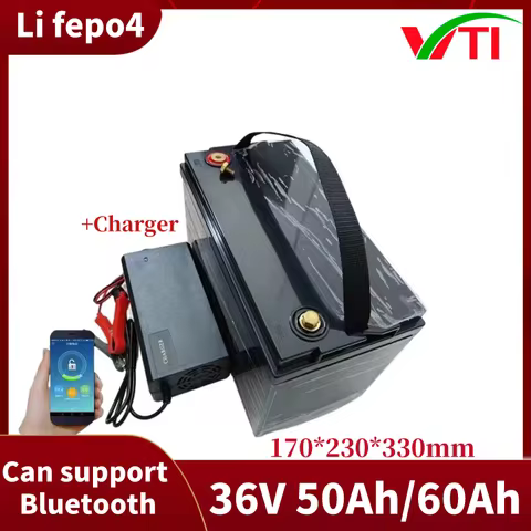 Vti waterproof 36V 60AH Lifepo4 36V 50Ah lithium battery with BMS for 1500W scooter bike Tricycle So