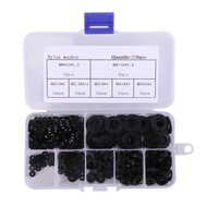 350pcs M2 M2.5 M3 M4 M5 M6 M8 Black Plastic Nylon Flat Washer Plane Spacer Insulation Gasket Ring Fo