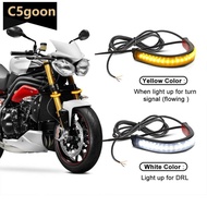 C5GOON 2PCS 12V Universal LED Motorcycle Turn Signal Light & DRL Amber White Moto Flasher Strip Lamp