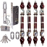 Handel pintu rumah set kunci 4biji gagang+kunci set model handle jambu panjang 45cm elegan untuk pin