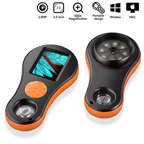 2.0'' IPS Digital Magnifier HD 1080P 500X Portable Microscope Handheld Mignifying Glass for Electron